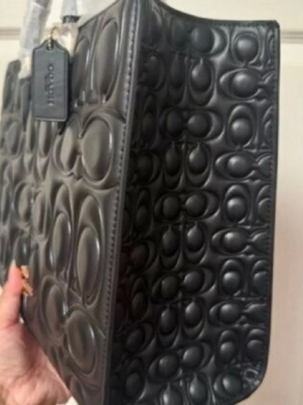 Coach Maggie Black Embossed Tote Bag - Picture 3 of 6